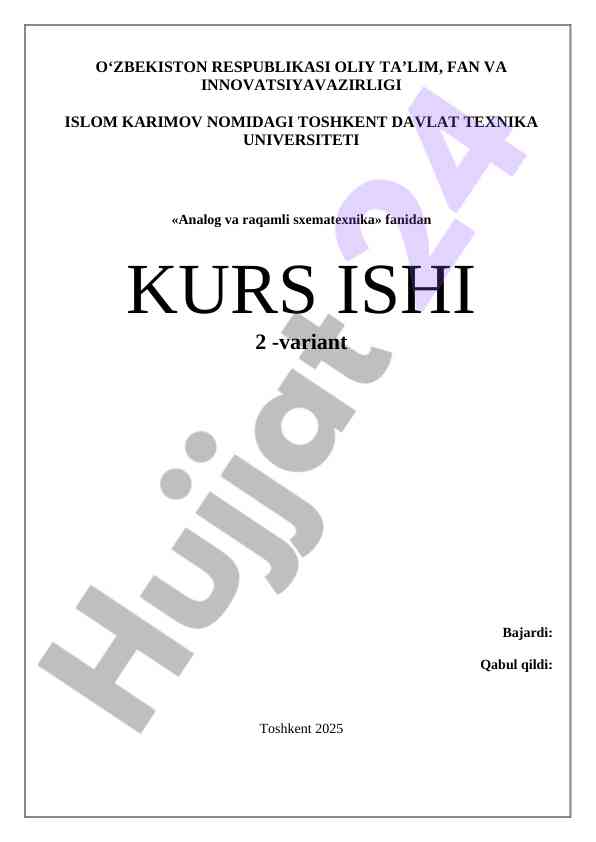 Umumiy emitter sxemasi parametrlarini hisoblash