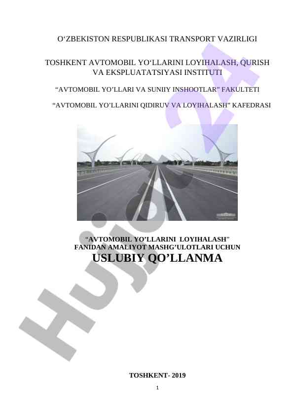 Aerodromlarni loyihalash asoslari uslubiy qo‘llanma