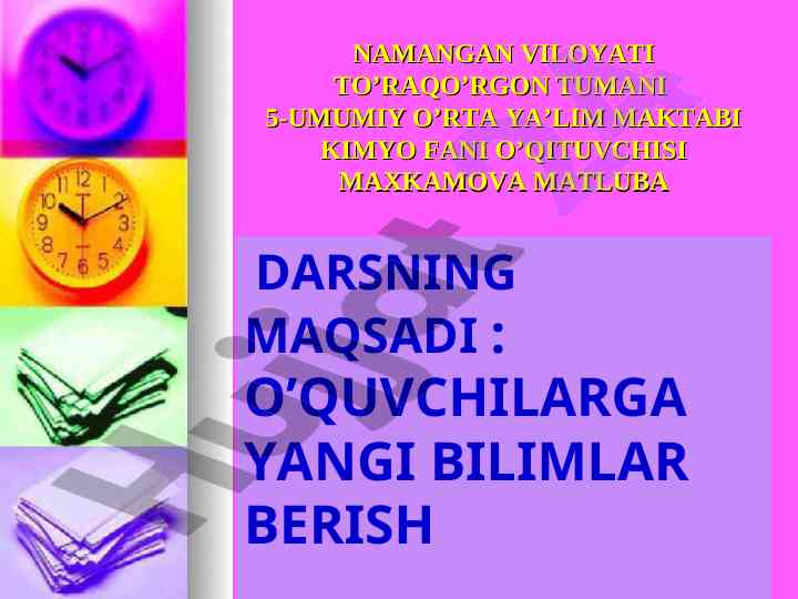 D.i.mendeleyevning kimyoviy elementlar davriy qonuni