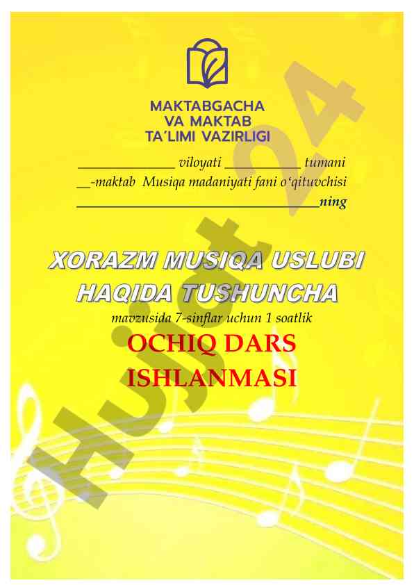 Xorazm musiqa uslubi haqida tushuncha dars ishlanmasi