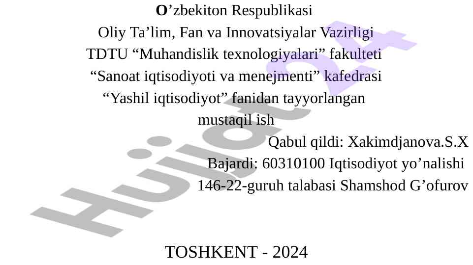 Fransiyada yashil iqtisodiyot tamoyillari