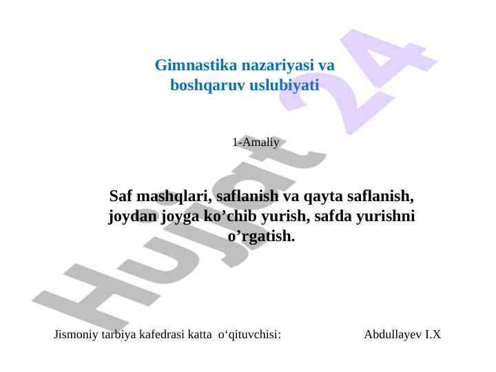 Gimnastika nazariyasi va boshqaruv uslubiyati