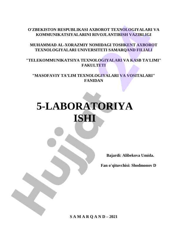 Masofaviy ta'lim texnologiyalari o'rganilishi