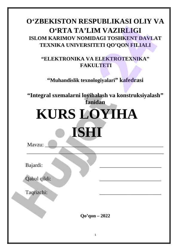 Integral sxemalarni loyihalash va konstruksiyalash