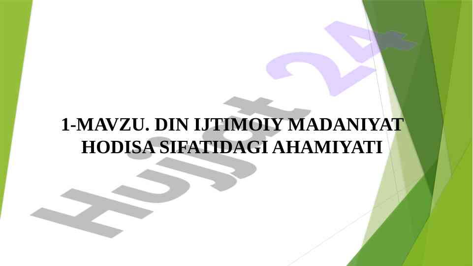 Din ijtimoiy madaniyat va uning ahamiyati