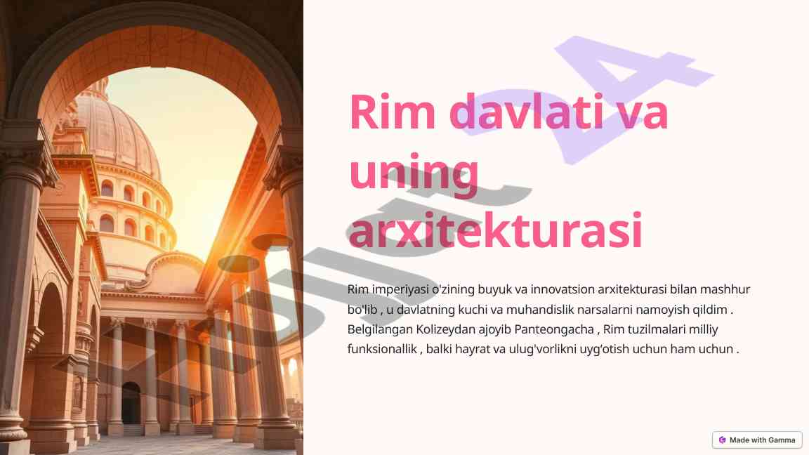 Rim davlati va uning arxitekturasi ta'siri