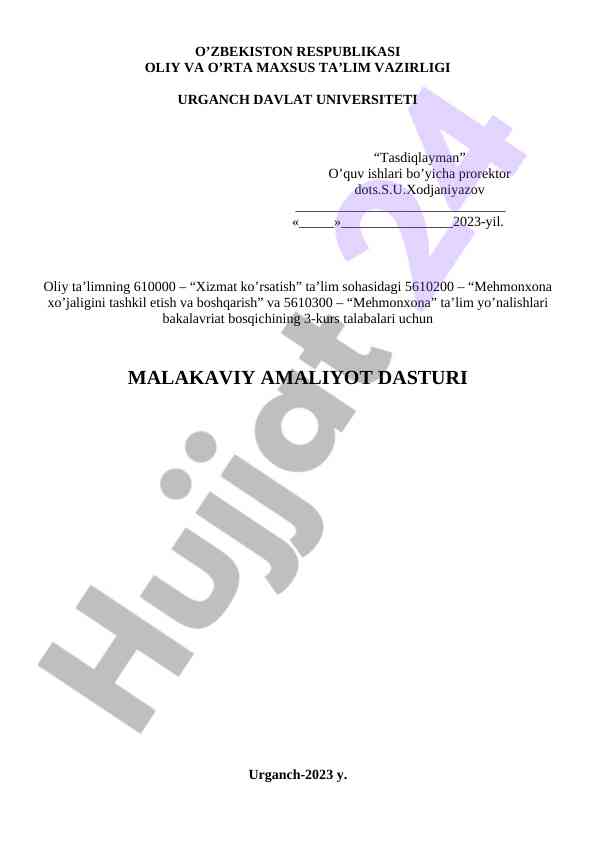 Malakali amaliyot dasturi 2023 yil