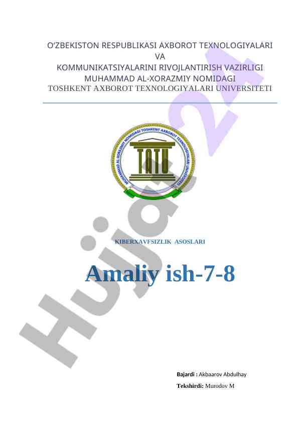 Kiberxavfsizlik asoslari amaliy ish