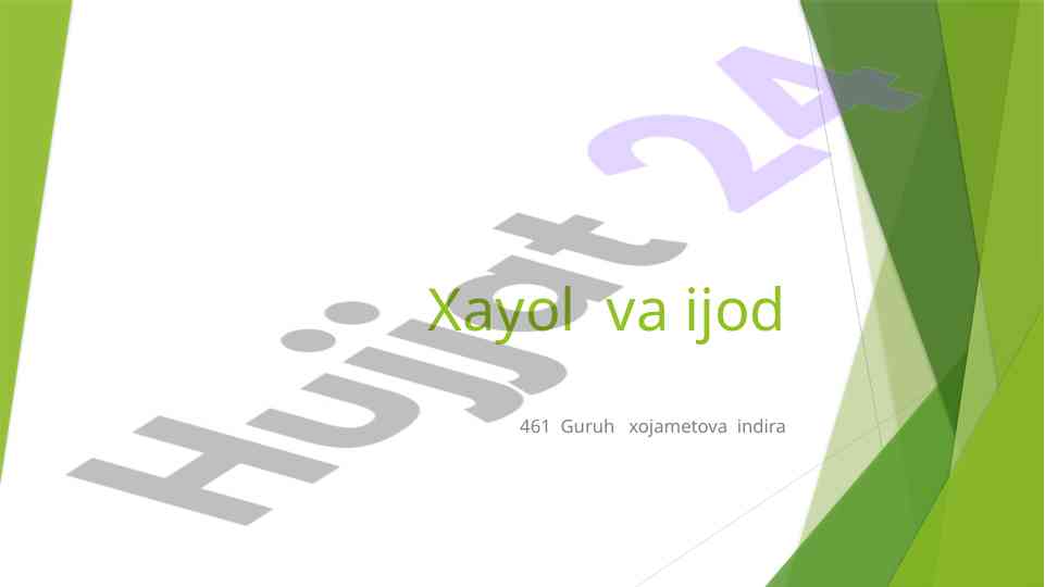 Xayol va ijod fiziologik asoslari haqida tushuncha