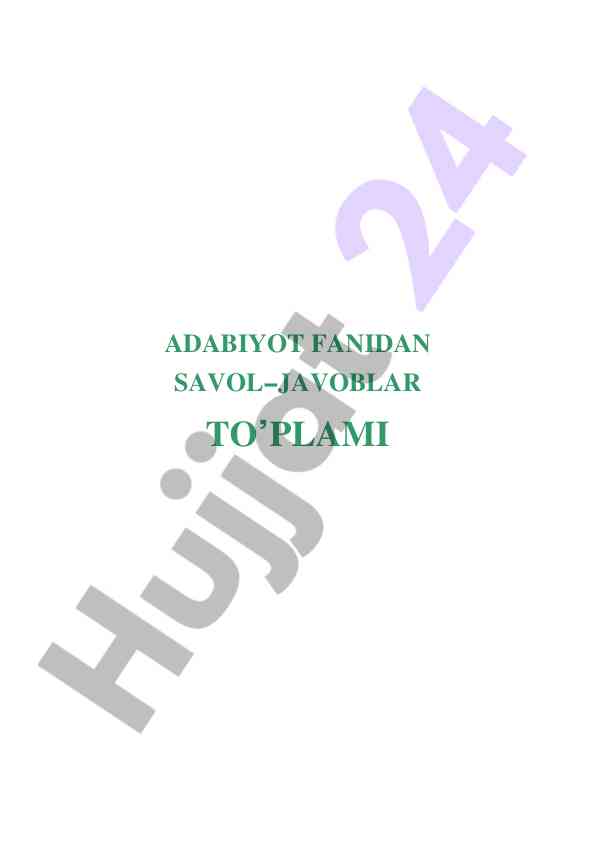 Adabiyot fanidan savol-javoblar to'plami