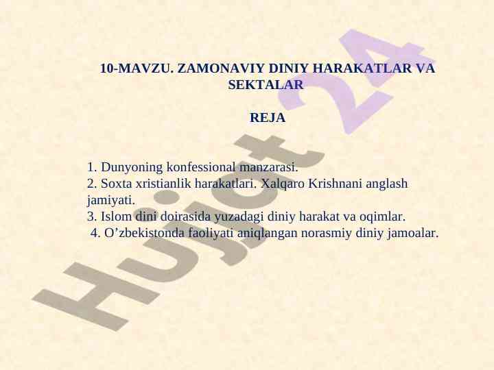 Zamonaviya diniy harakatlar va sektalar tahlili