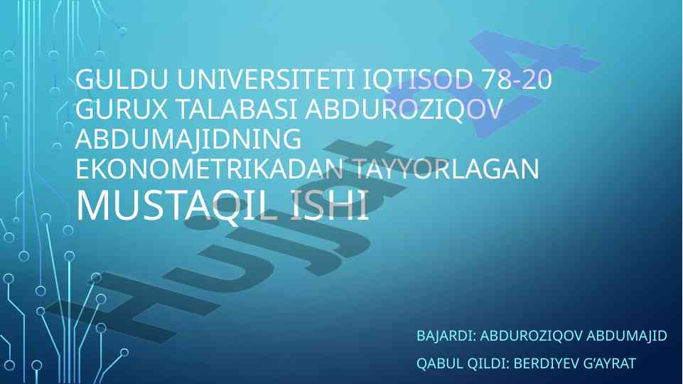 Asosiy kapitalga o'zlashtirilgan investitsiyalar tahlili