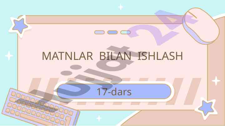 Matn bilan ishlash adobe photoshop dasturida