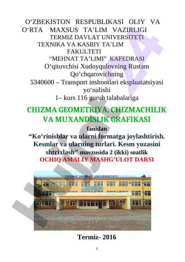 Kozinishlar va ularni formatga joylashtirish