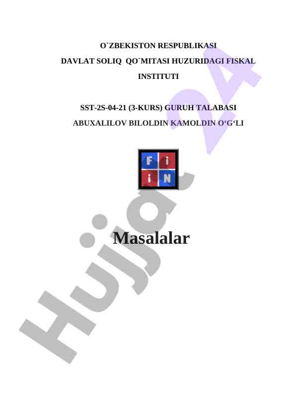 Analiz qilish uchun iqtisodiy masalalar