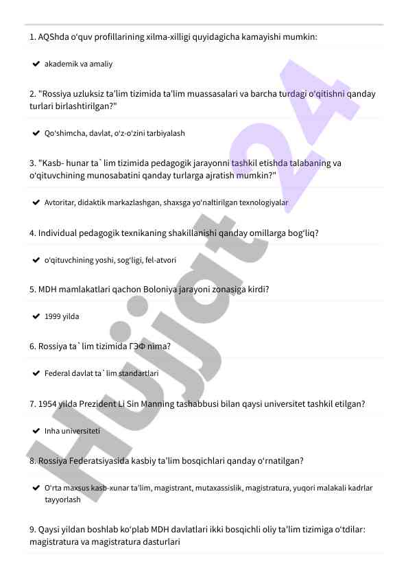 O‘qitish turlari va pedagogik jarayonlar