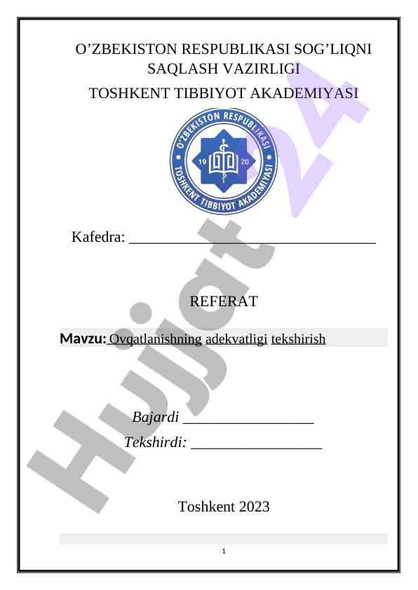 Ovqatlanishning adekvatligi tekshirish