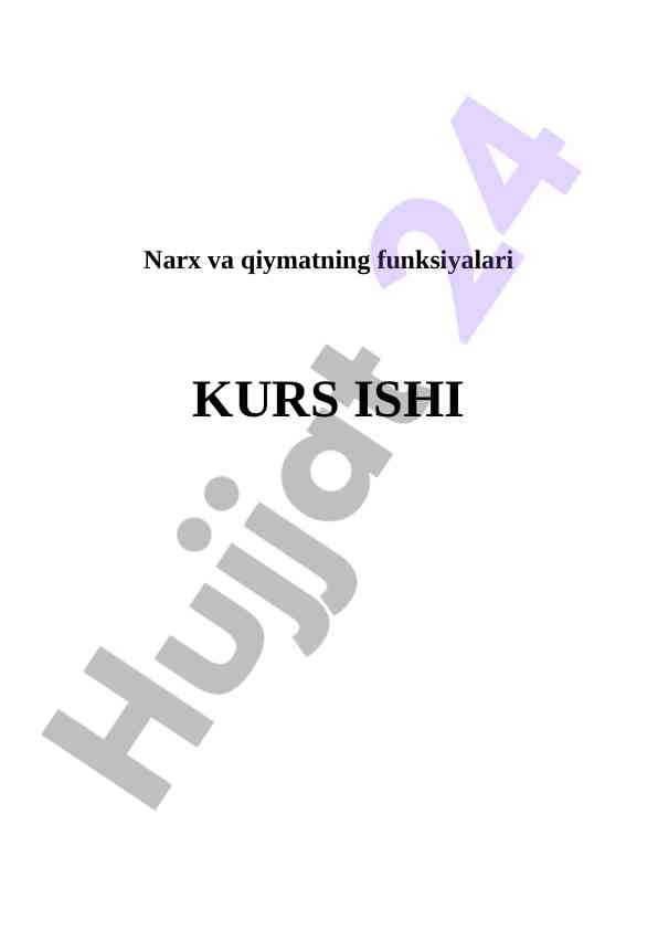 Narx Va Qiymatning Funksiyalari