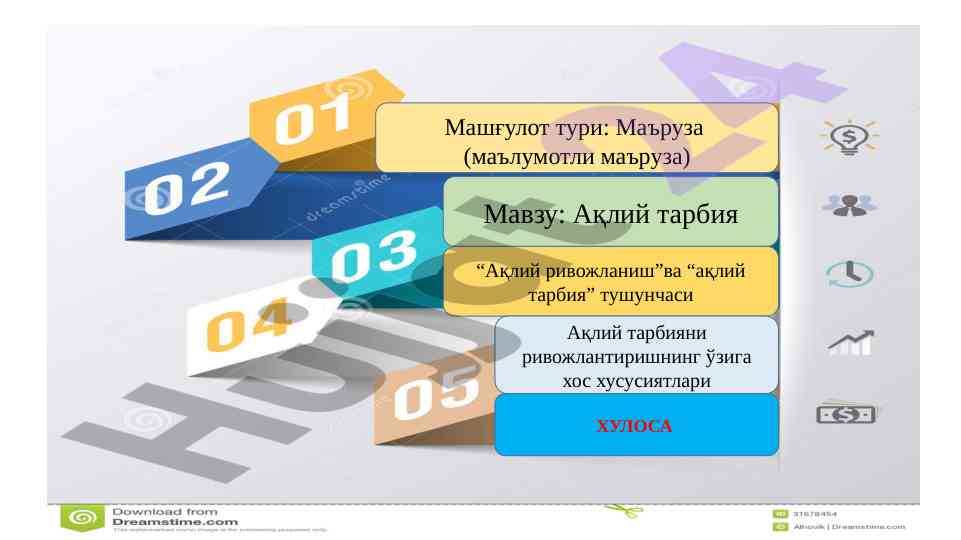 Ақлий тарбия тушунчаси ва маърузалар