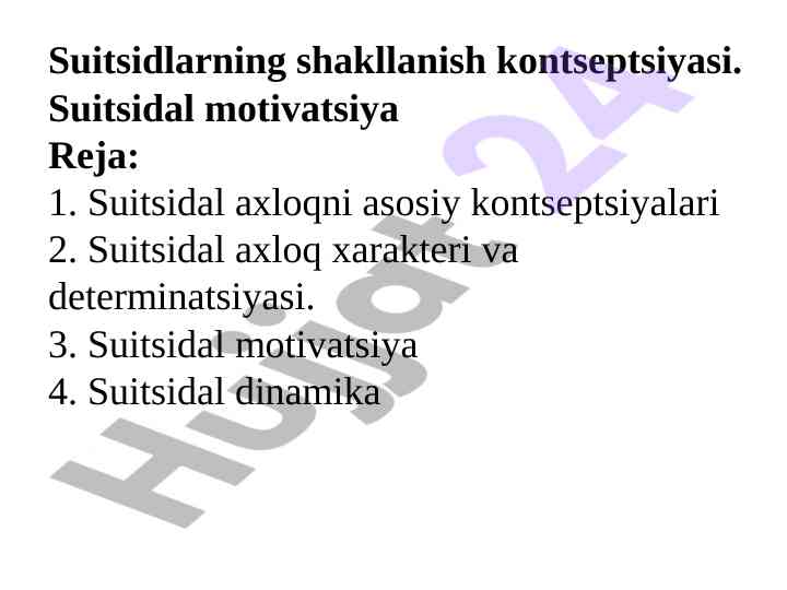 Suitsidlarning shakllanish kontseptsiyasi va dinamikasi
