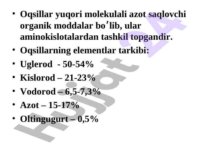 Oqsillar va ularning tashkiliy tuzilishi