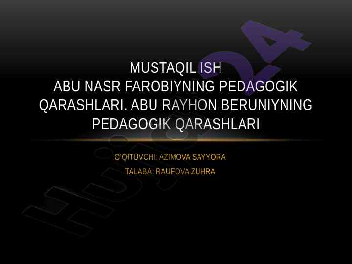 Abu nasr forobiyning pedagogik qarashlari