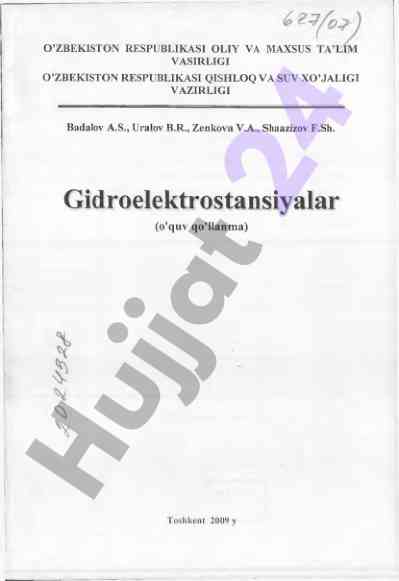 Gidroelektrostansiyalar o‘quv qo‘llanmasi