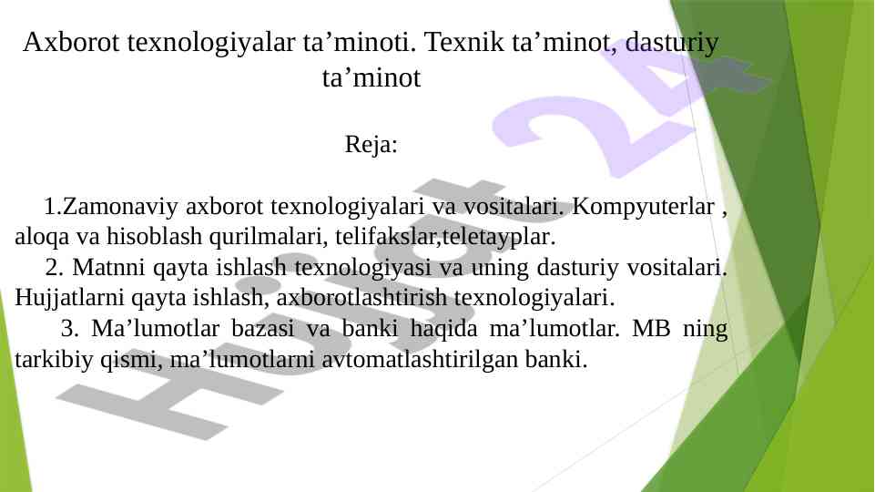 Axborot texnologiyalari va dasturiy ta’minot