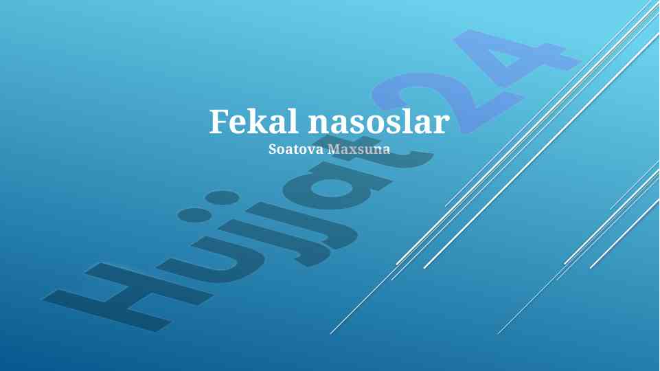 Najas nasoslari qo‘llanilishi va xavfsizlik choralar