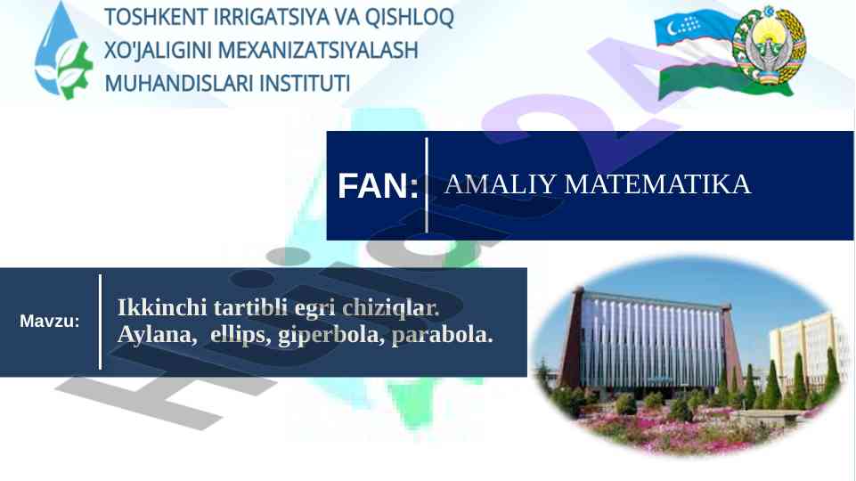 Ikkinchi tartibli egri chiziqlar va ularning turlari