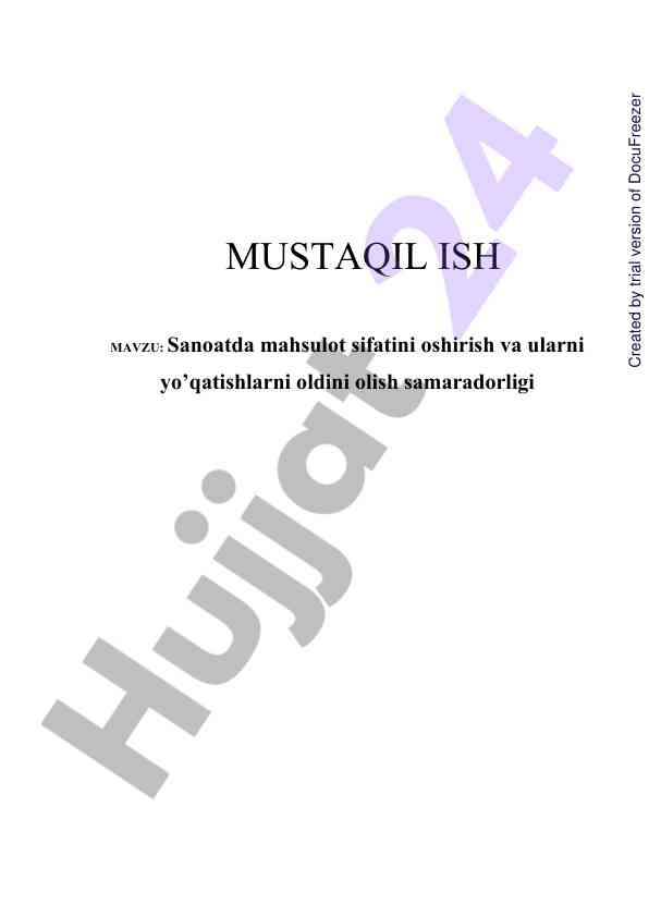 Sanoatda mahsulot sifatini oshirish usullari