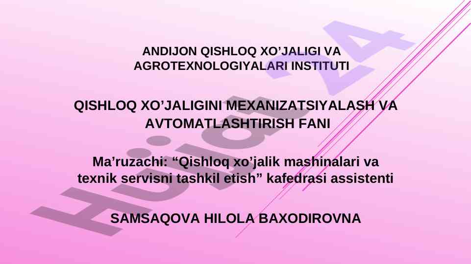Qishloq xo‘jaligida energiya va yoqilg‘i sarfi