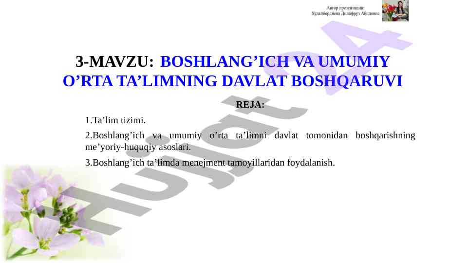 Davlat ta'lim tizimi va ta'lim standartlari