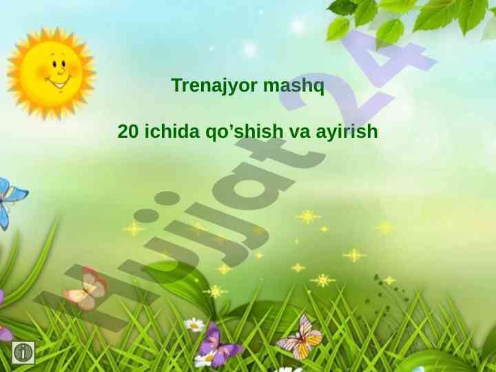 Trenajyor mashqlarida qo’shish va ayirish