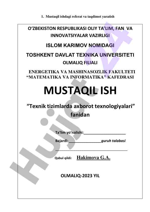 Bulutli texnologiyalar haqida referat yaratish