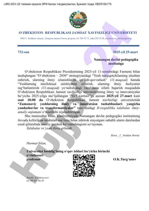Zamonaviy yoshlarning ilmiy tashabbuslari anjumani