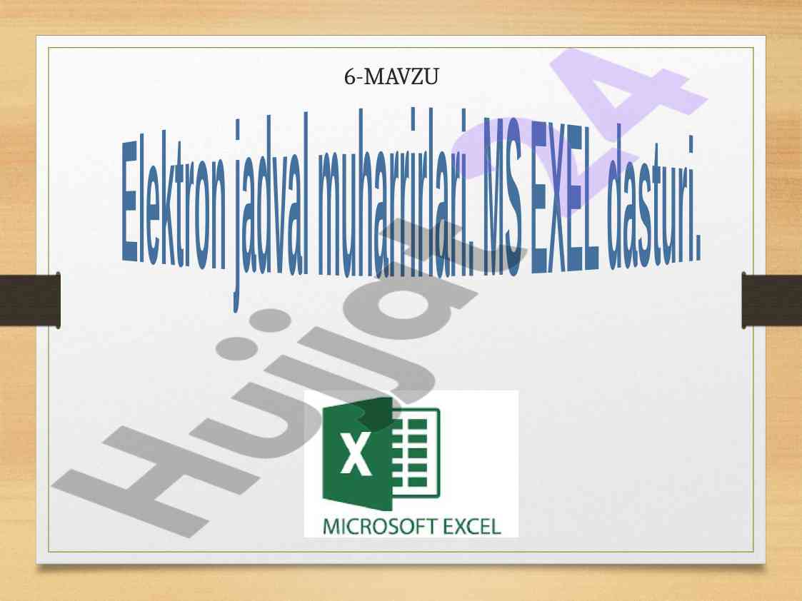 Microsoft excel dasturi elektron jadval muharrirlari