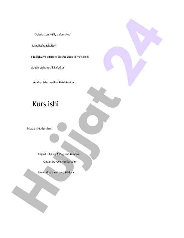 Modernizm haqida tushunchalar