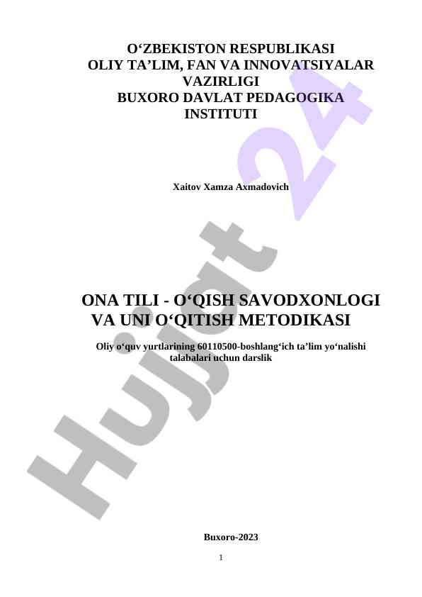Ona tili o‘qish savodxonligi va uni o‘qitish metodikasi