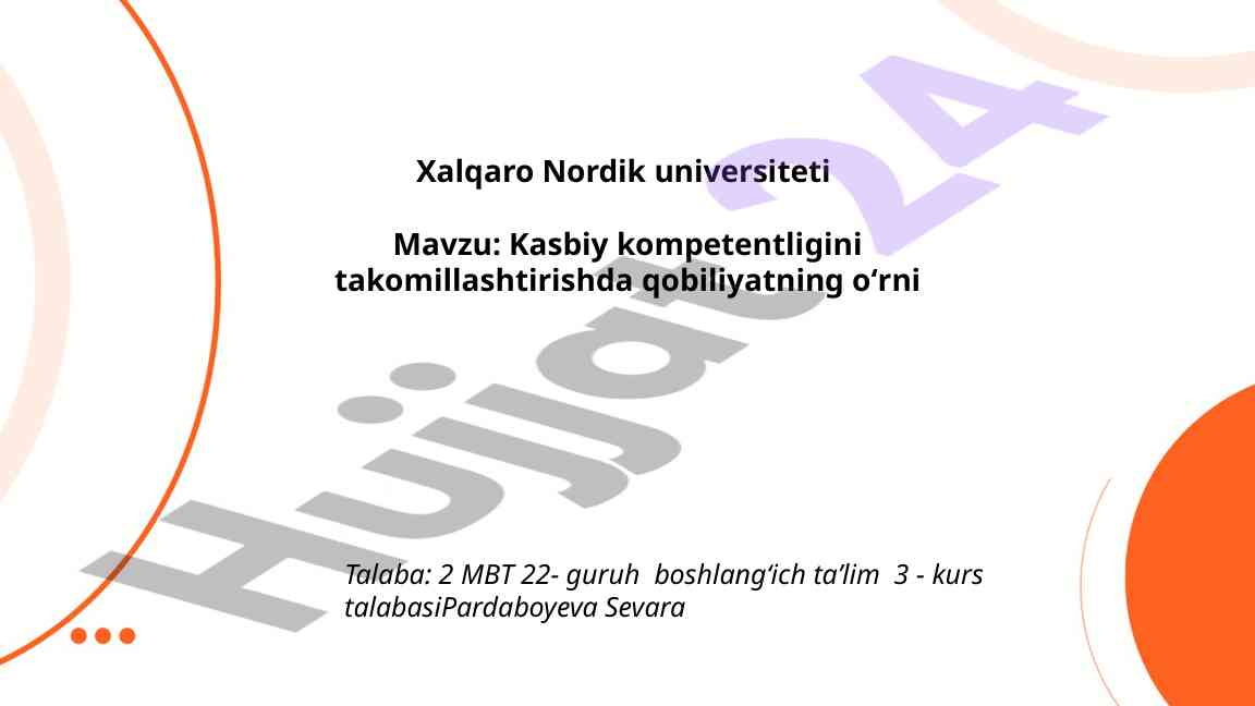 Kasbiy Kompetentligini Takomillashtirishda Qobiliyat