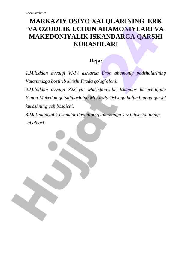 Markaziy osiyo xalqlarining kurashlari tarixi
