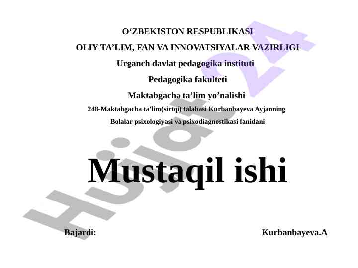 Bolalar psixologiyasi va sezgilar rivojlanishi