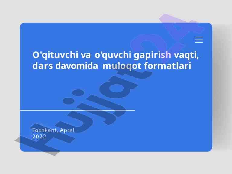 O'qituvchi va o'quvchi muloqot formatlari