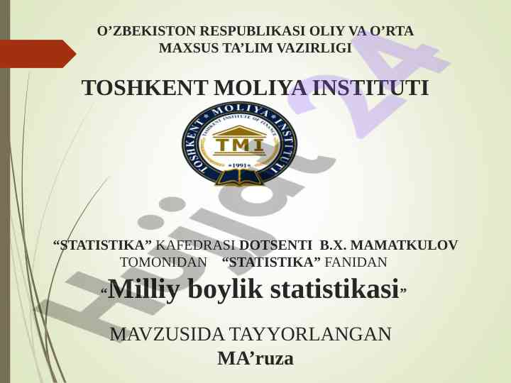 Milliy boylik statistikasi va uning baholash muammolari