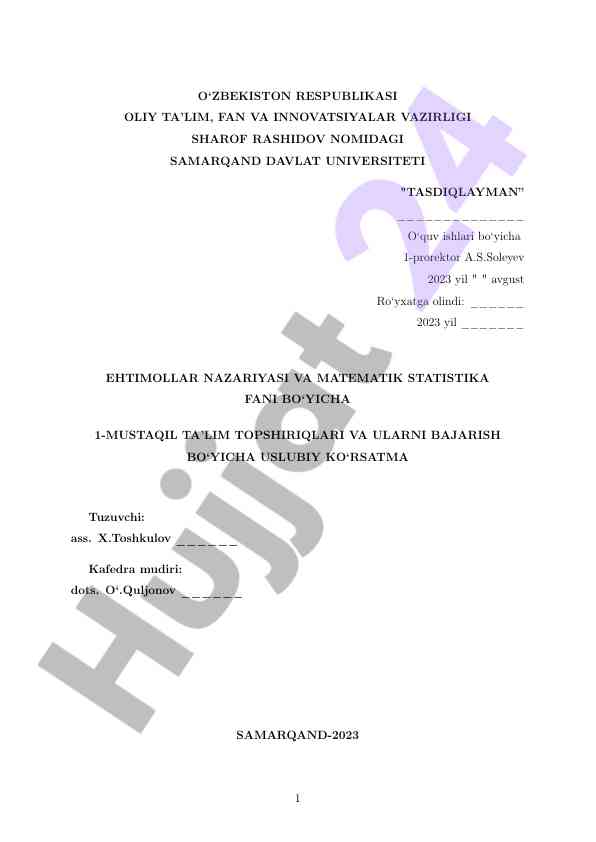 Kombinatorika elementlariga doir masalalar bo‘yicha topshiriq