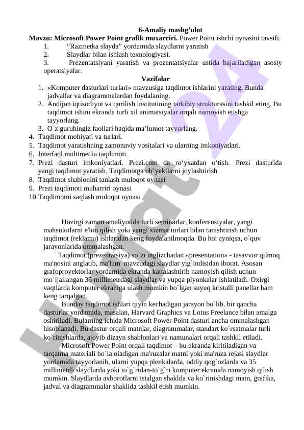 Microsoft power point grafik muxarriri taqdimoti