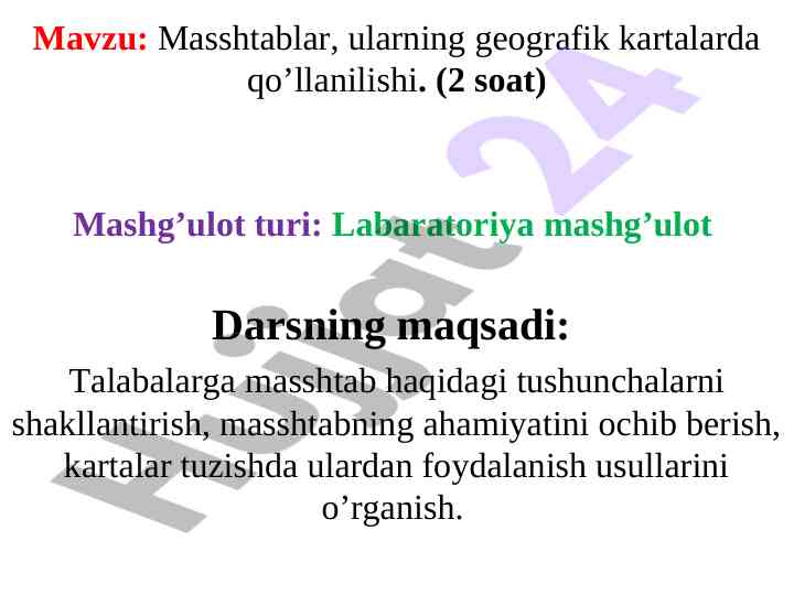 Masshtablar va geografik kartalarda qo‘llanilishi