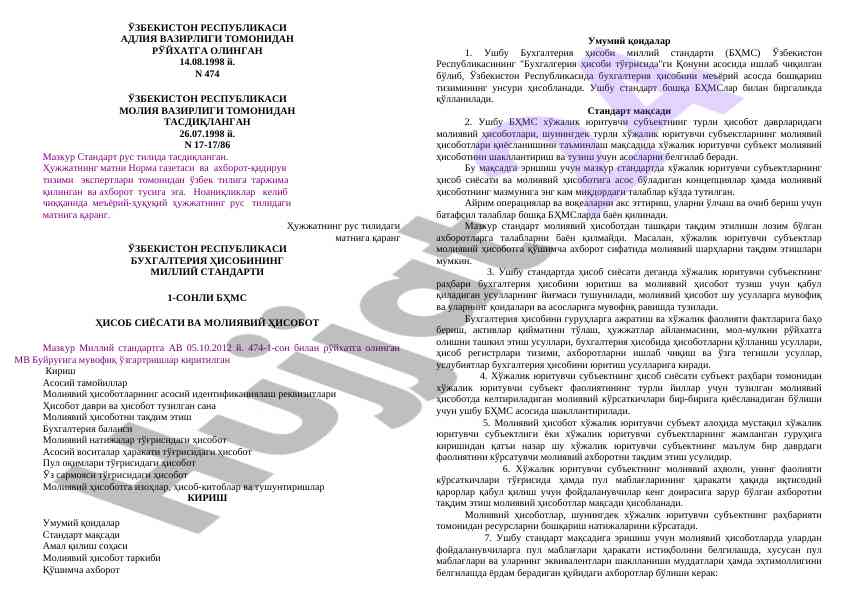 Moliyaviy hisobotning asosiy tamoyillari
