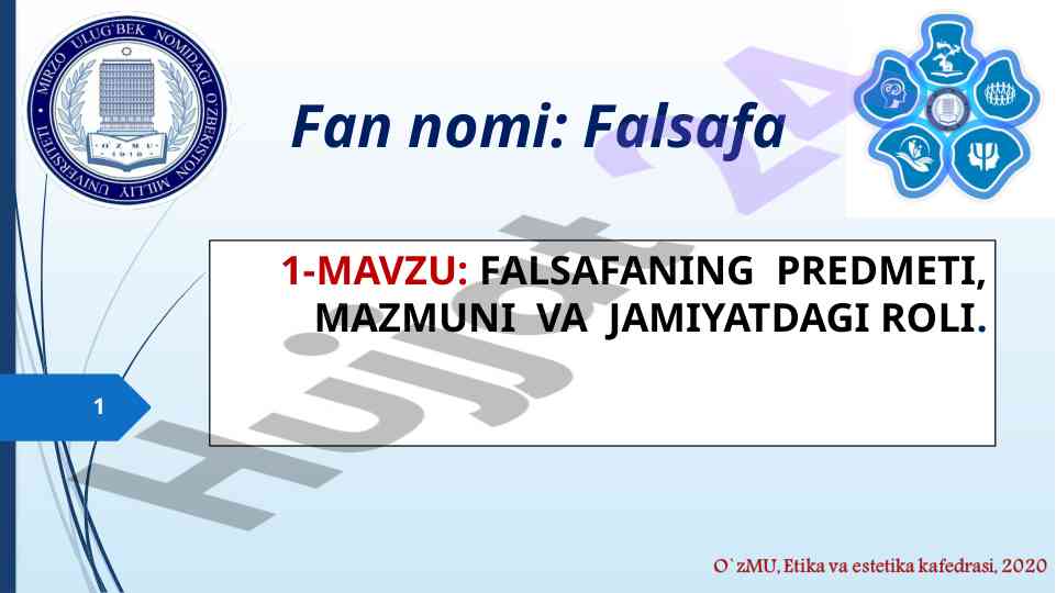 Falsafaning predmeti va jamiyatdagi roli