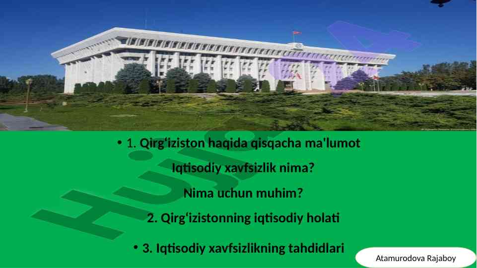 Qirg‘iziston iqtisodiy xavfsizligi haqida ma'lumot